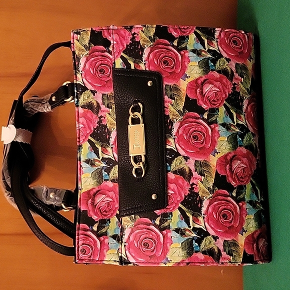 Black Multi Rose Juicy Couture Purse - Picture 2 of 5